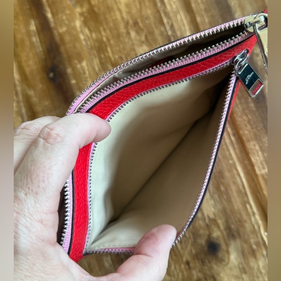 J. Crew Leather Clutch/Pouch in red with pink accents - Picture 6 of 6